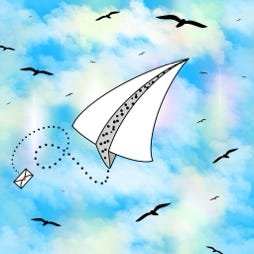 Illustration de l'avion envoyant un message. Contact.