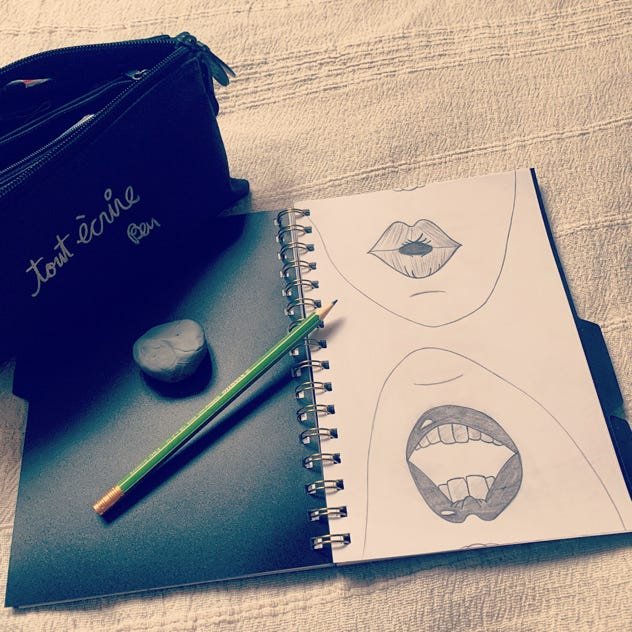 Illustration crayon à papier bouches